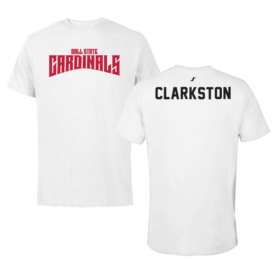 Ball State University Swimming & Diving White Classic Performance Tee - Benjamin Clarkston