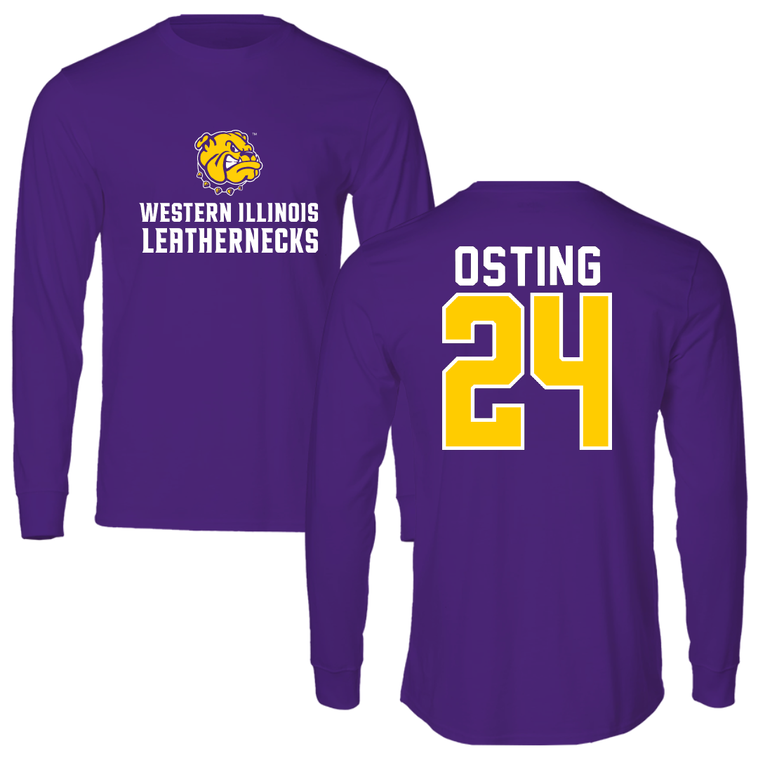Western Illinois University Baseball Purple Long Sleeve - #24 Paul Osting