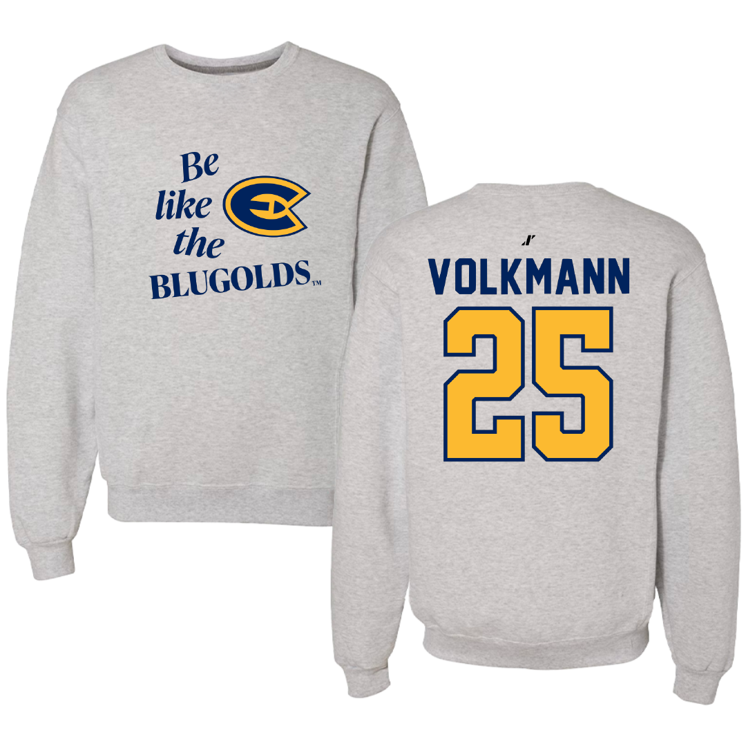 University of Wisconsin-Eau Claire Soccer Light Gray Be Like Us Crewneck - #25 Tobias Volkmann