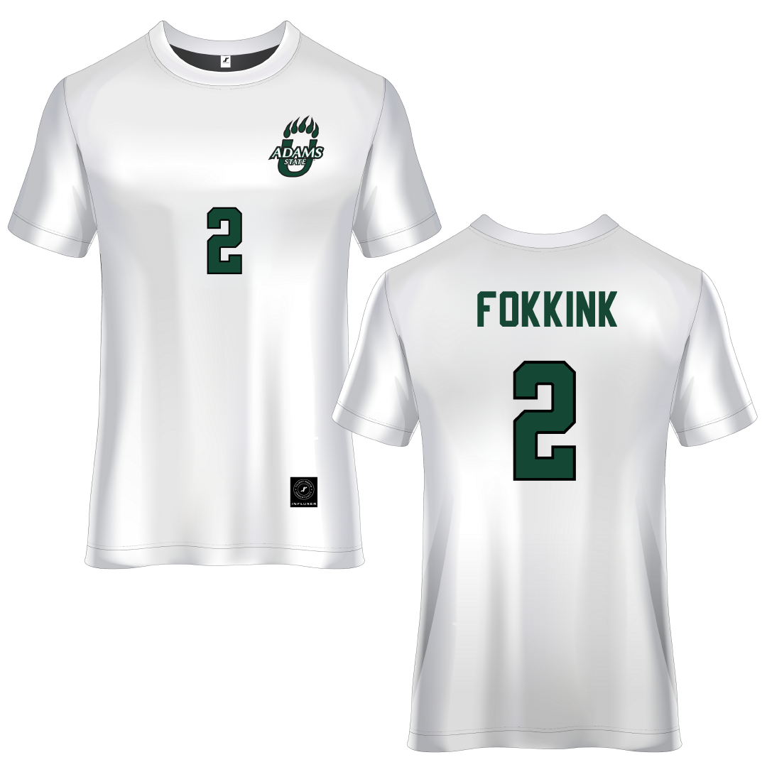 Adams State University White Soccer Jersey - #2 Jelmer Fokkink
