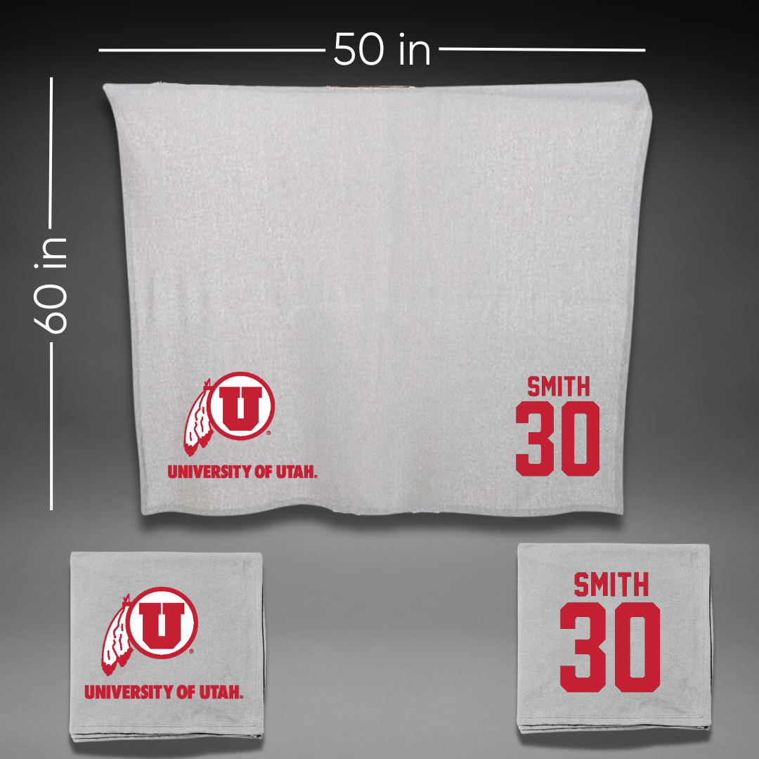 University of Utah Soccer Gray Blanket - #30 Isabelle Smith