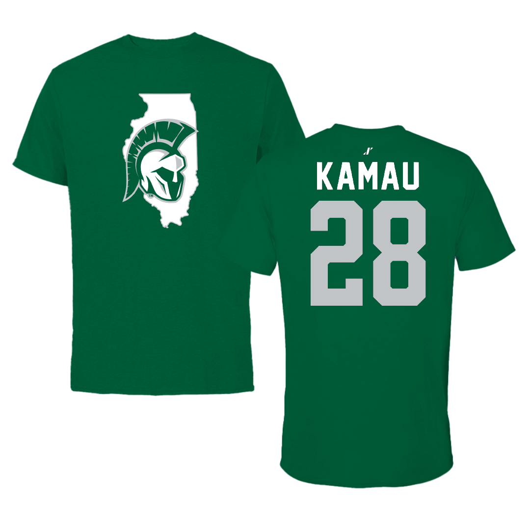 Illinois Wesleyan University Soccer Green State Performance Tee - #28 Kalabi Kamau