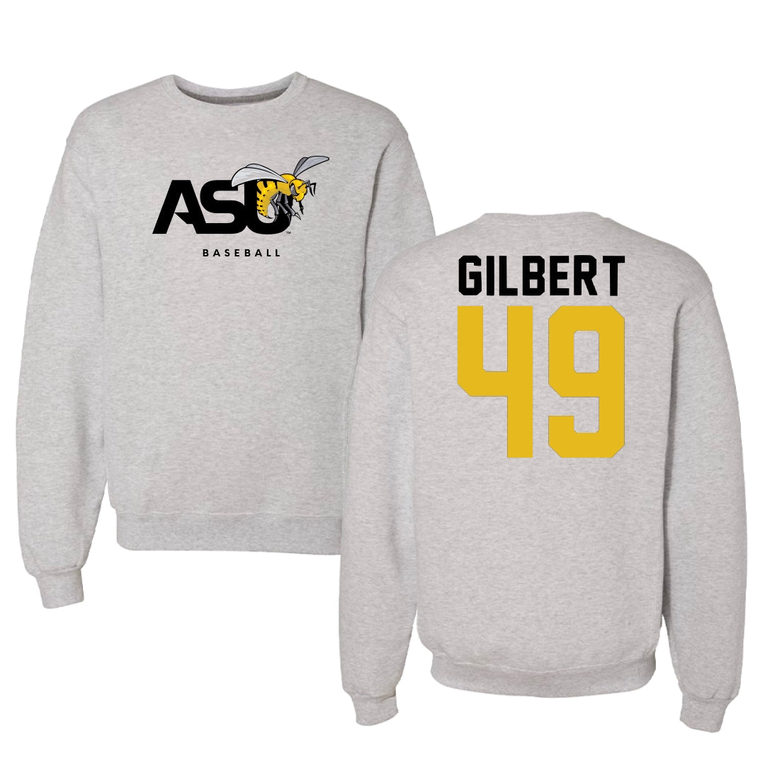 Alabama State University Baseball Light Gray Crewneck - #49 Rocco Gilbert