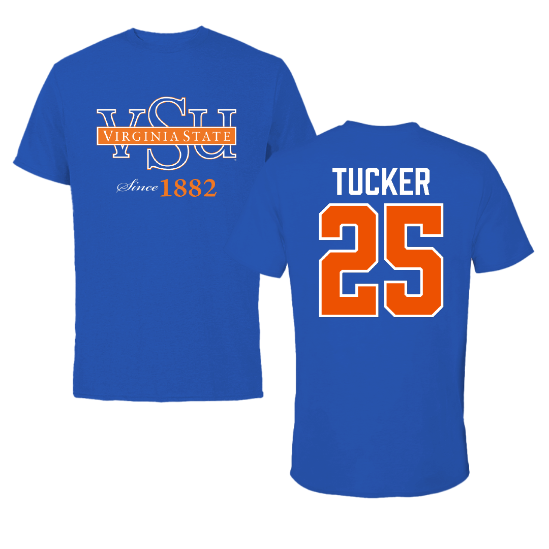 Virginia State University Baseball Blue Performance Tee - #25 Jaquan Tucker