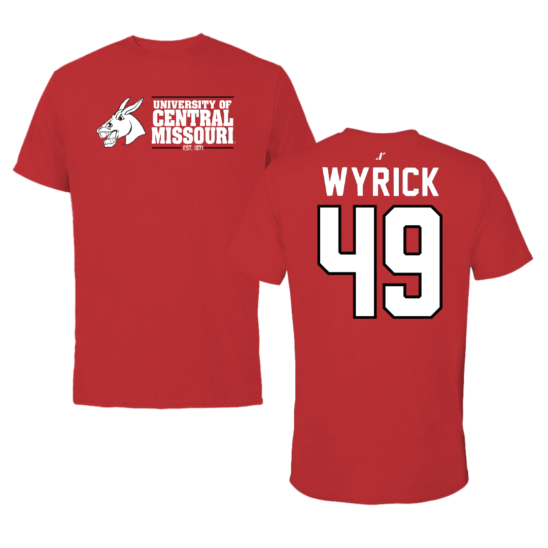 University of Central Missouri Baseball Red General Performance Tee - #49 Sam Wyrick