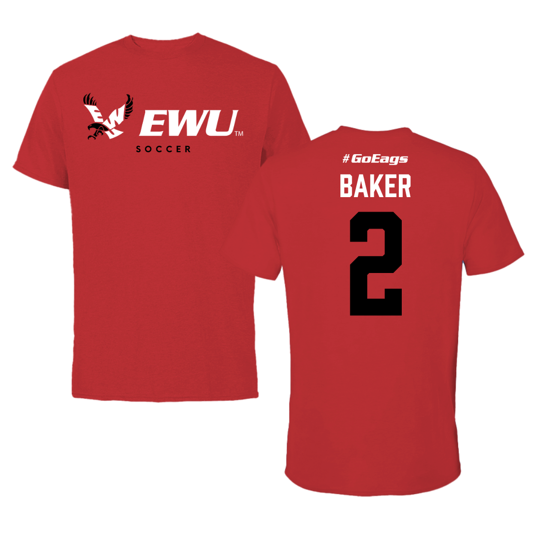 Eastern Washington University Soccer Red Block Tee - #2 Lyric Baker