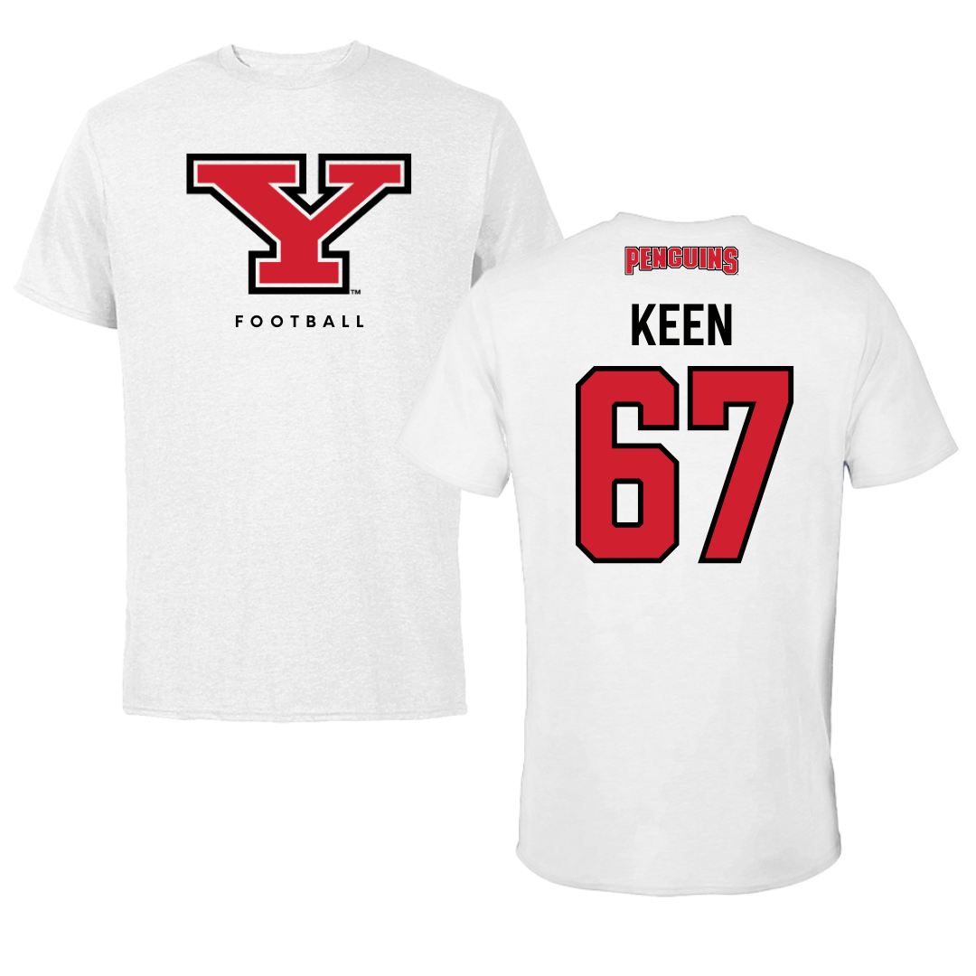 Youngstown State University Football White Tee - #67 Van Keen