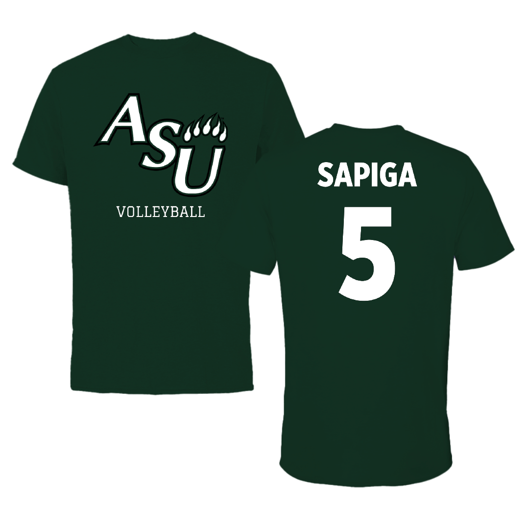 Adams State University Volleyball Green Performance Tee - #5 Shae Sapiga