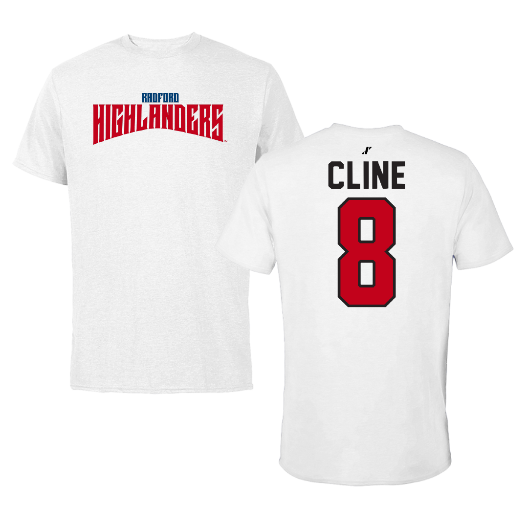 Radford University Volleyball White Classic Performance Tee - #8 Hollybrook Cline