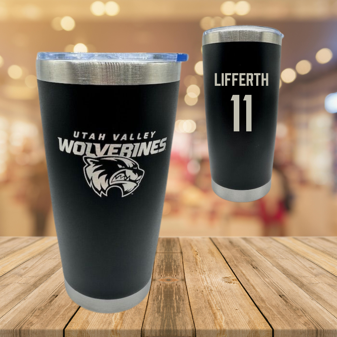 Utah Valley University Soccer Black Stainless Steel Tumbler - #11 Zach Lifferth