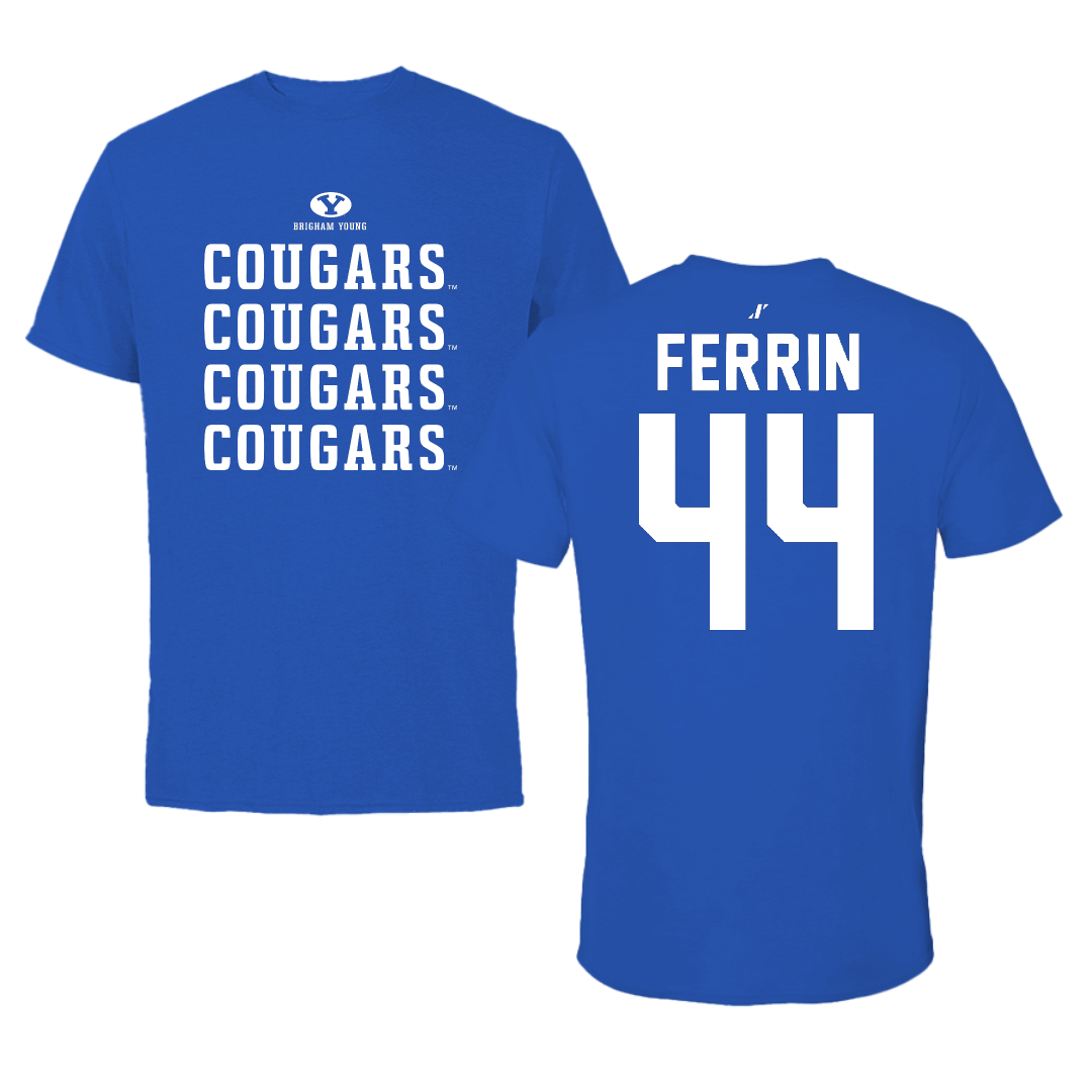 Brigham Young University Football Blue General Tee - #44 Will Ferrin