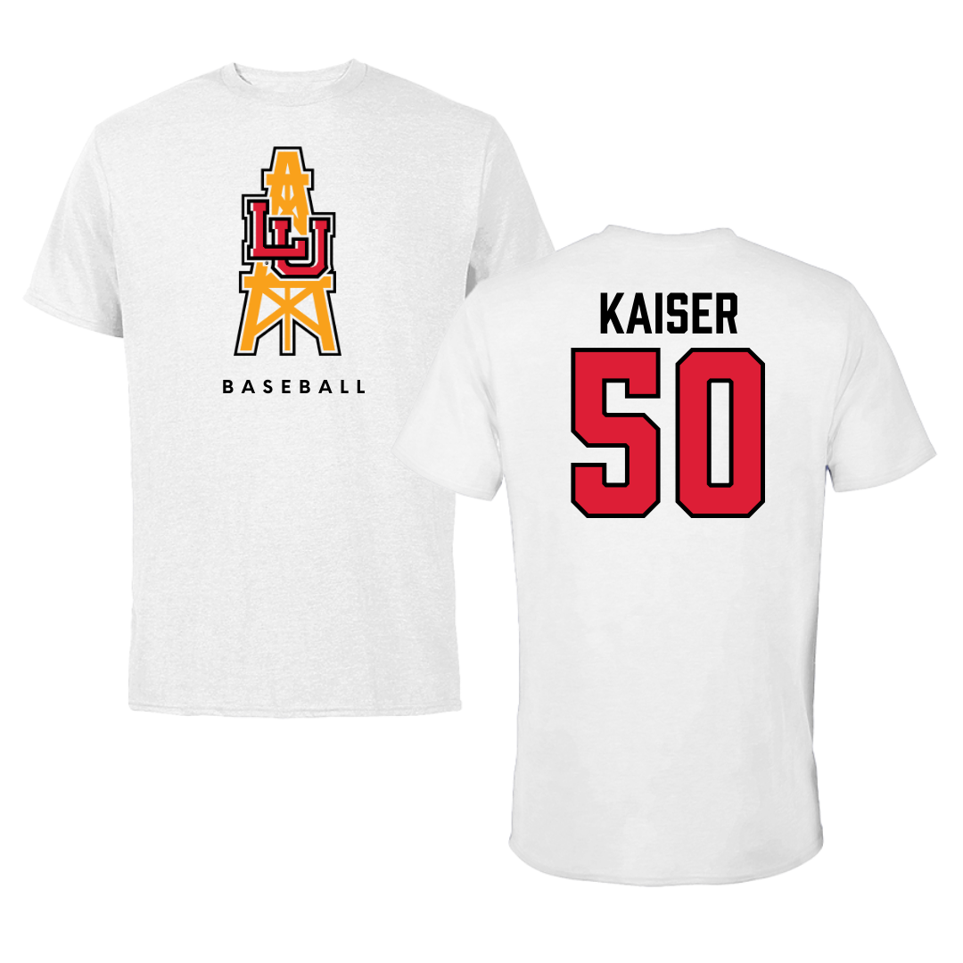 Lamar University Baseball White Performance Tee - #50 Connor Kaiser