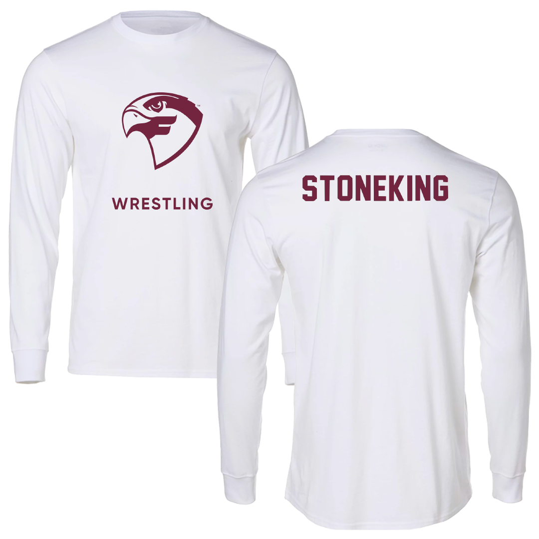 Fairmont State University Wrestling White Performance Long Sleeve - Colton Stoneking