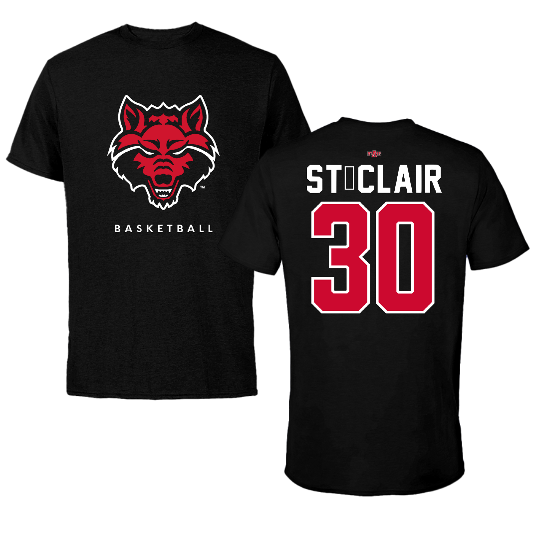 Arkansas State University Basketball Black Tee - #30 Daniel St.Clair