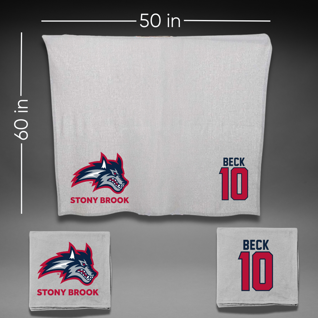 Stony Brook University Soccer Gray Blanket - #10 Linn Beck