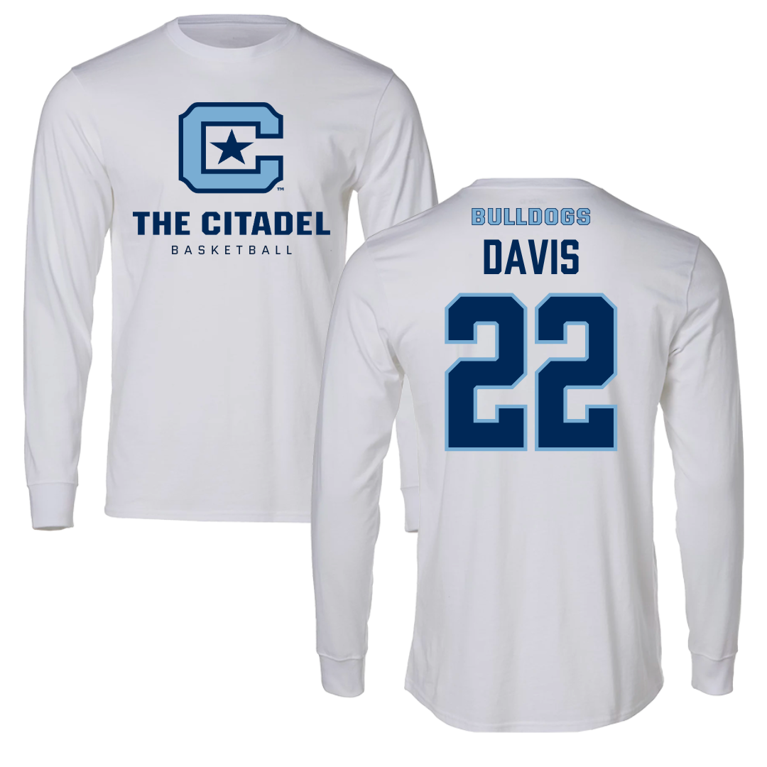 The Citadel Basketball White Long Sleeve - #22 Keynan Davis