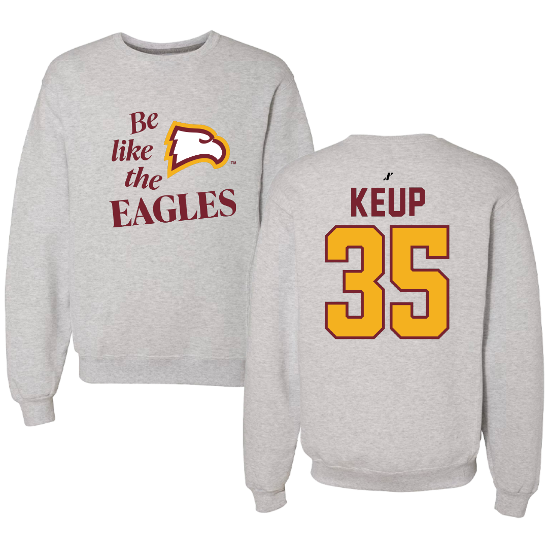Winthrop University Baseball Light Gray Be Like Us Crewneck - #35 Shane Keup