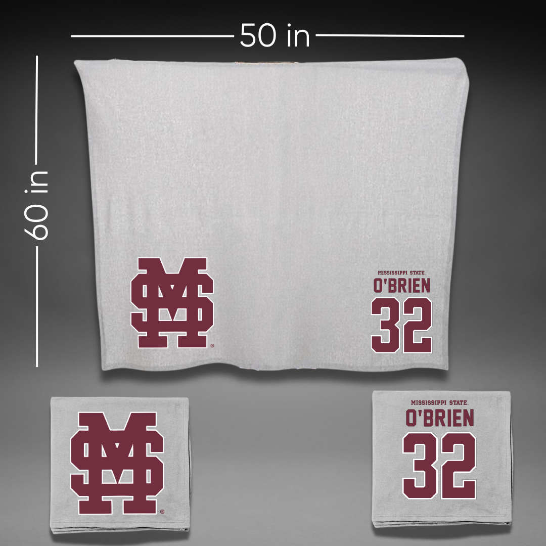 Mississippi State University Baseball Gray Blanket - #32 Michael O'Brien