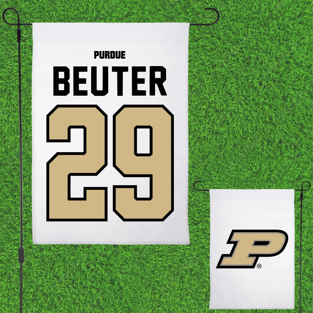 Purdue University Baseball White Garden Flag - #29 Gavin Beuter