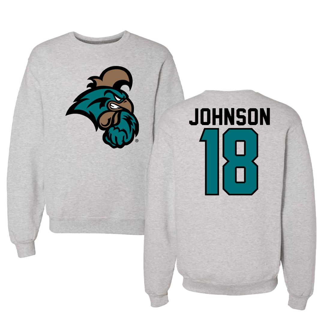 Coastal Carolina University Baseball Gray Crewneck - #18 Hayden Johnson