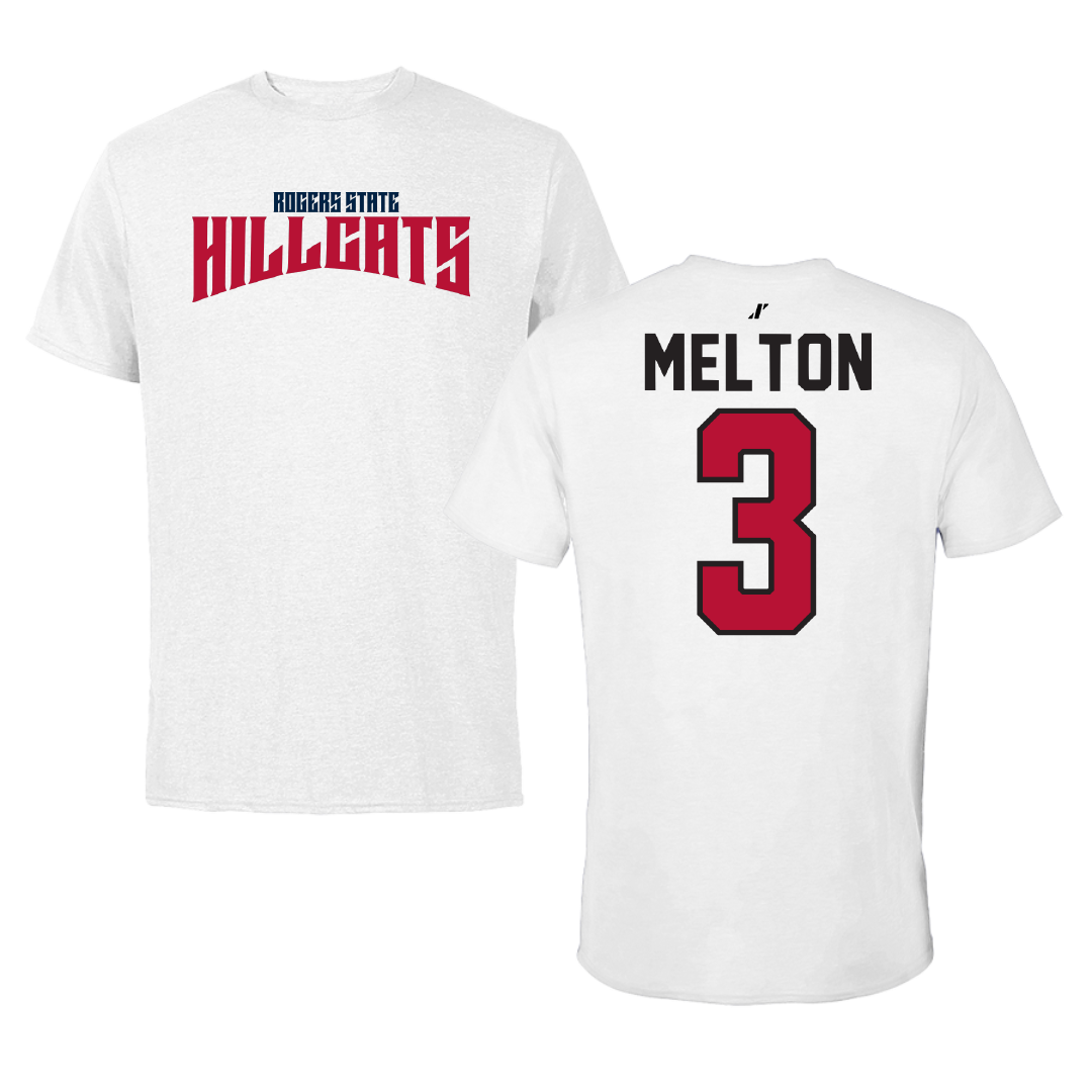 Rogers State University Basketball White Classic Performance Tee - #3 Kate Melton