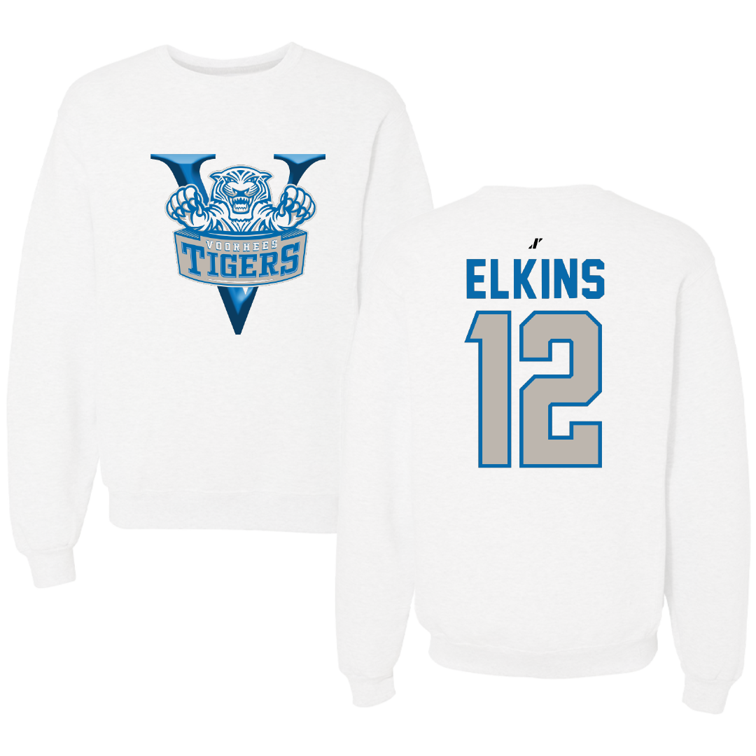 Voorhees University Basketball White Crewneck - #12 Darius Elkins
