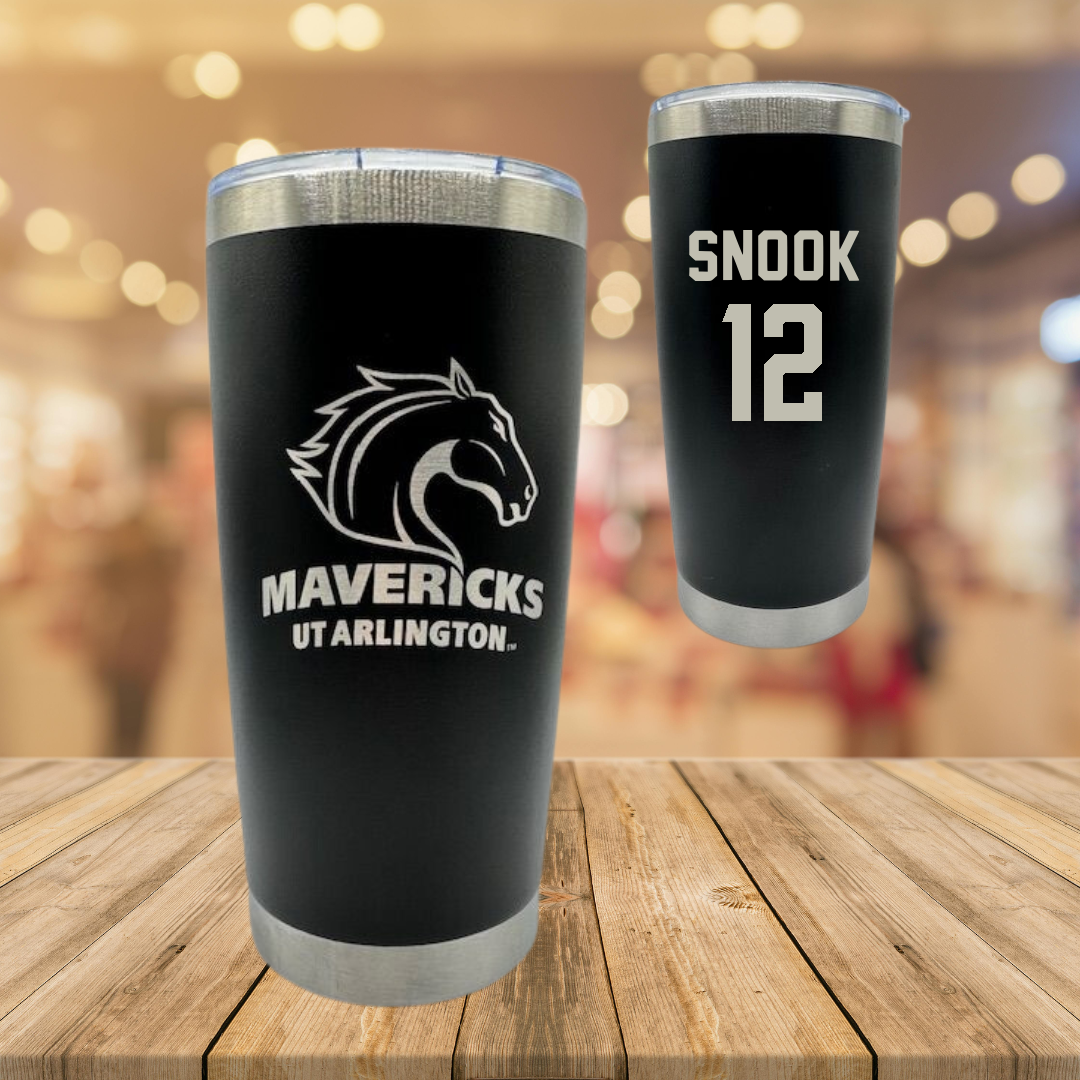 University of Texas at Arlington Volleyball Black Stainless Steel Tumbler - #12 Evyn Snook