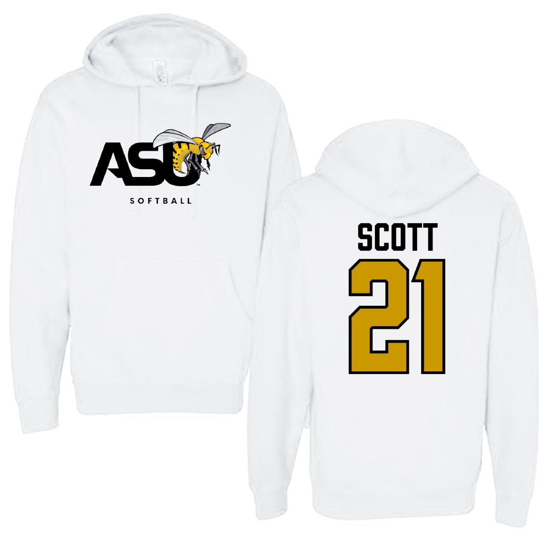 Alabama State University Softball White ASU Hoodie - #21 Alana Scott