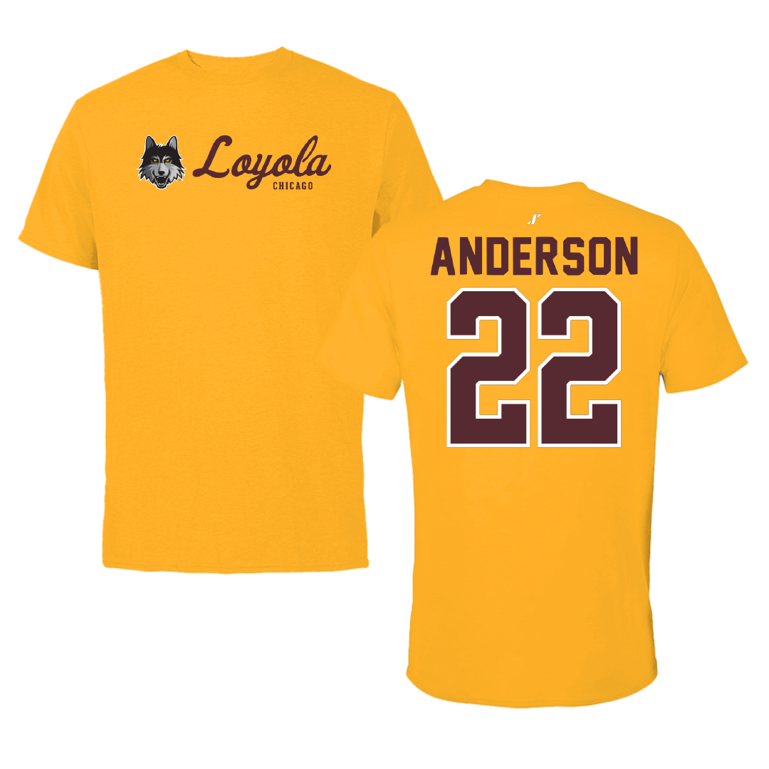 Loyola University-Chicago Volleyball Gold General Tee - #22 Lukas Anderson