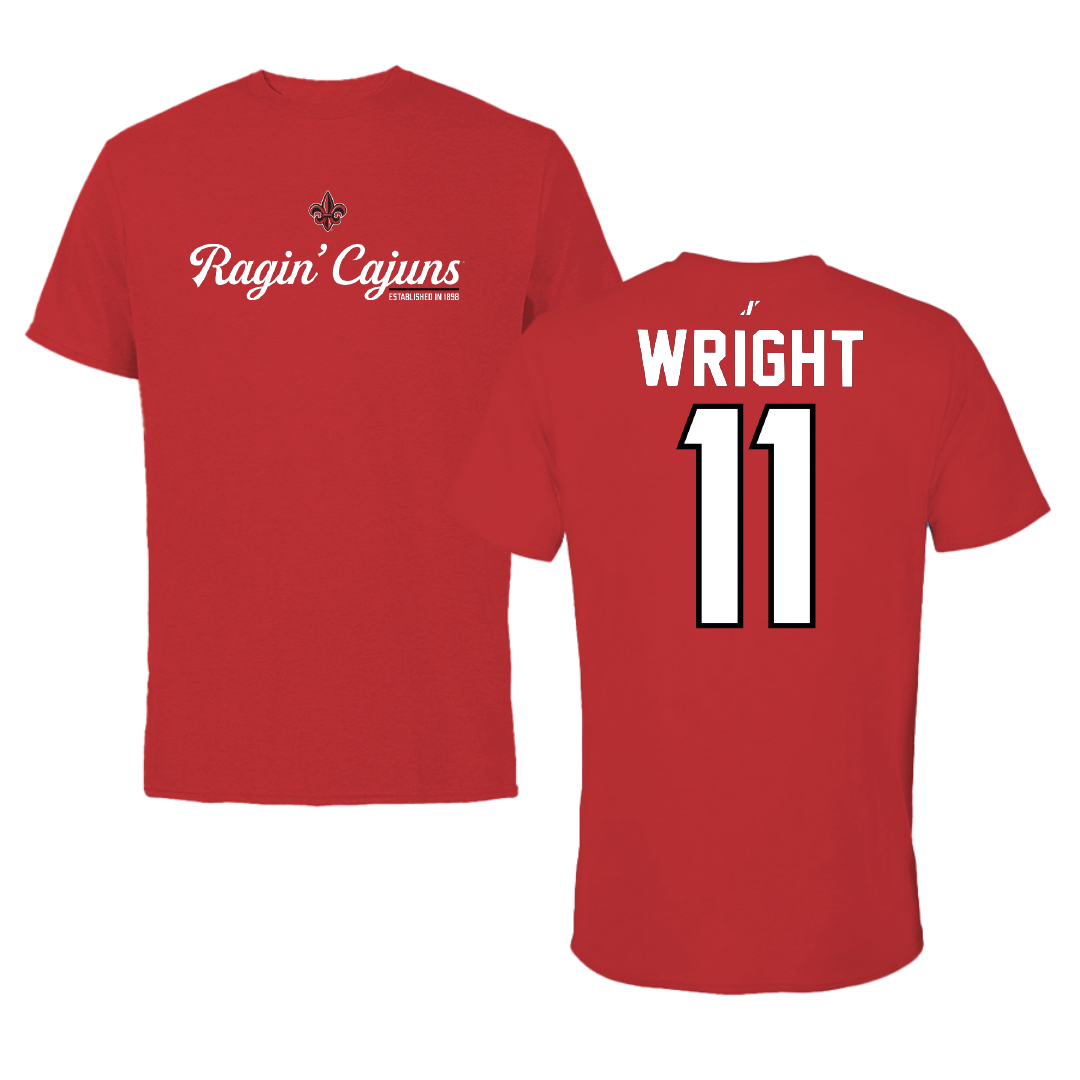 University of Louisiana at Lafayette Baseball Red General Tee - #11 Brooks Wright