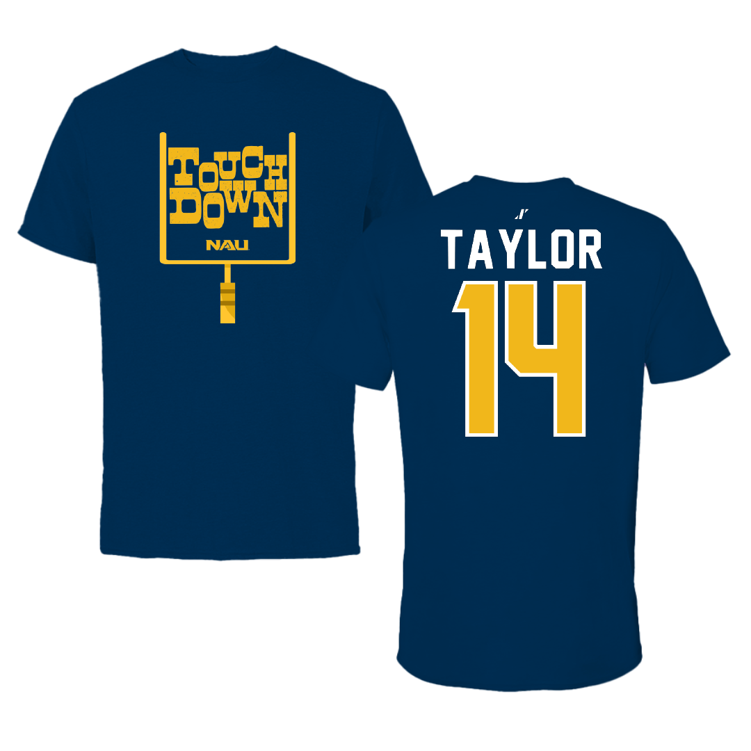 Northern Arizona University Football Navy Touchdown Performance Tee - #14 Elijah Taylor