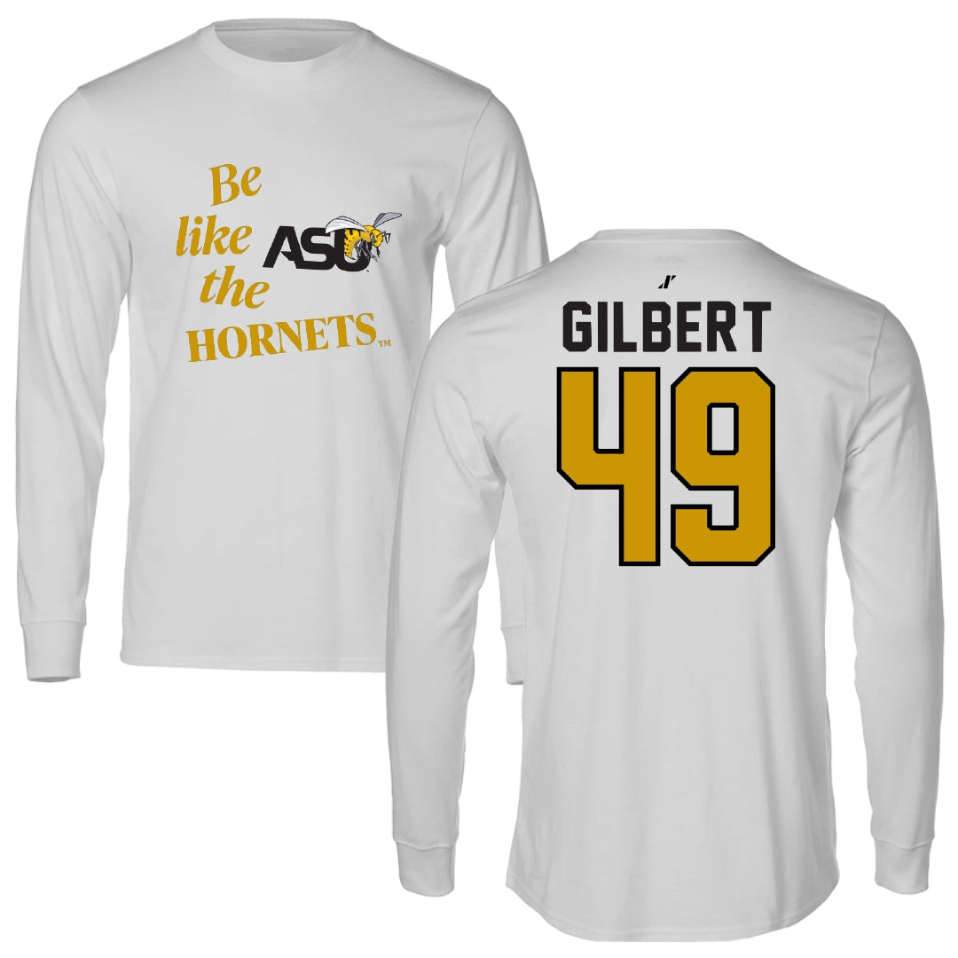 Alabama State University Baseball Light Gray Be Like Us Performance Long Sleeve - #49 Rocco Gilbert
