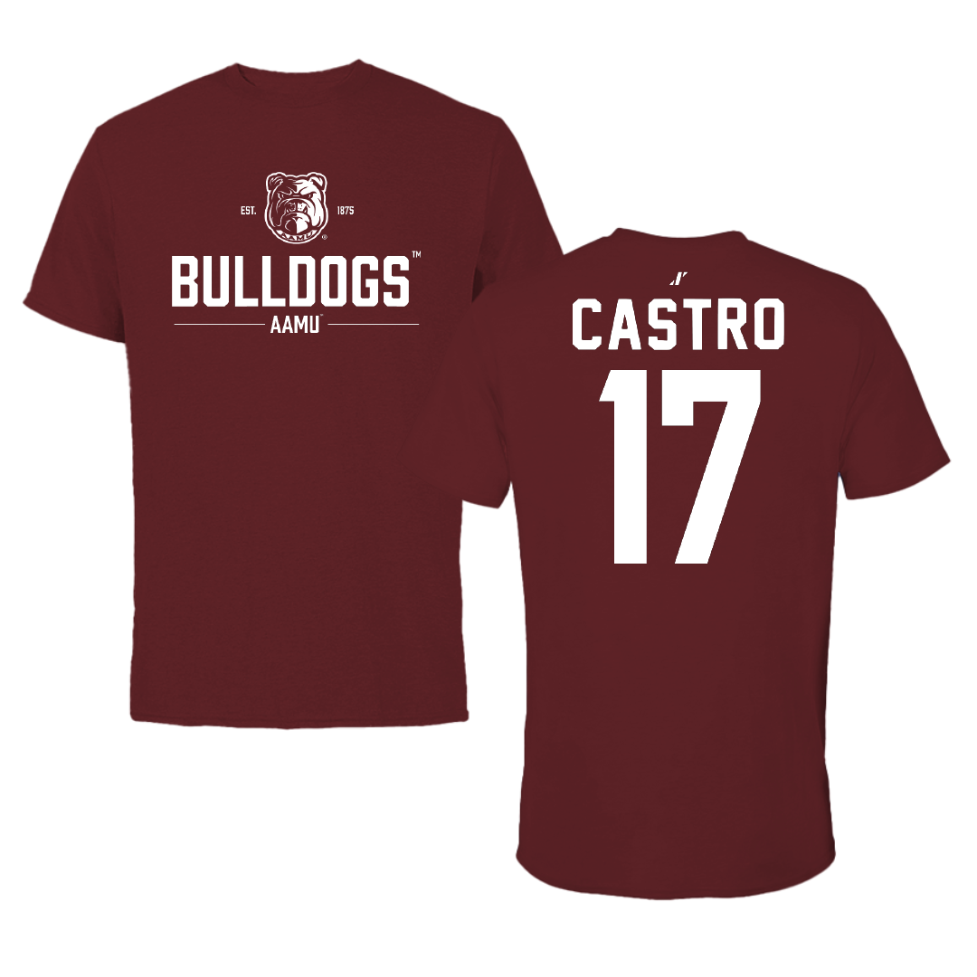 Alabama A&M University Baseball Maroon General Performance Tee - #17 Isaac Castro