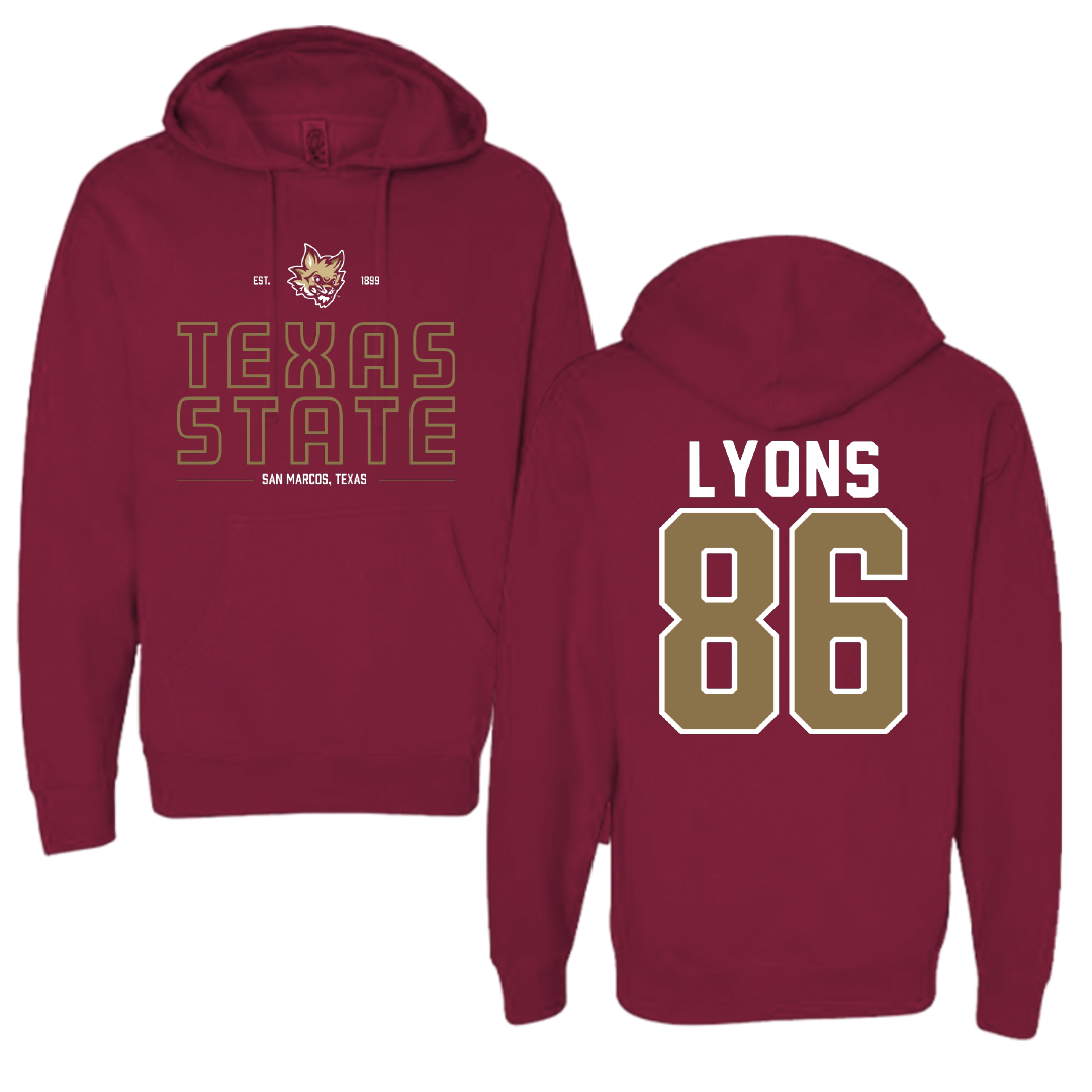 Texas State University Football Maroon General Hoodie - #86 Titus Lyons