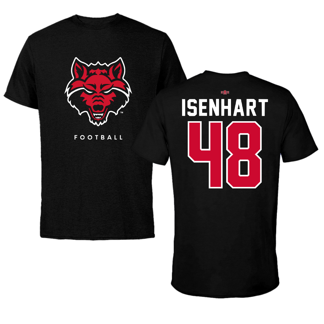 Arkansas State University Football Black Tee - #48 Ryan Isenhart