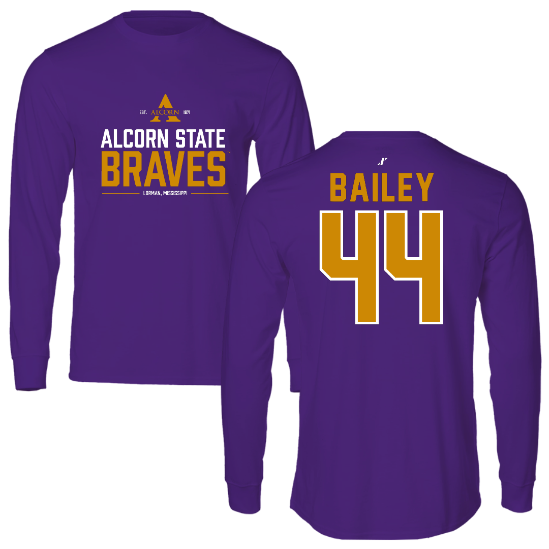 Alcorn State University Football Purple General Long Sleeve - #44 Malachi Bailey