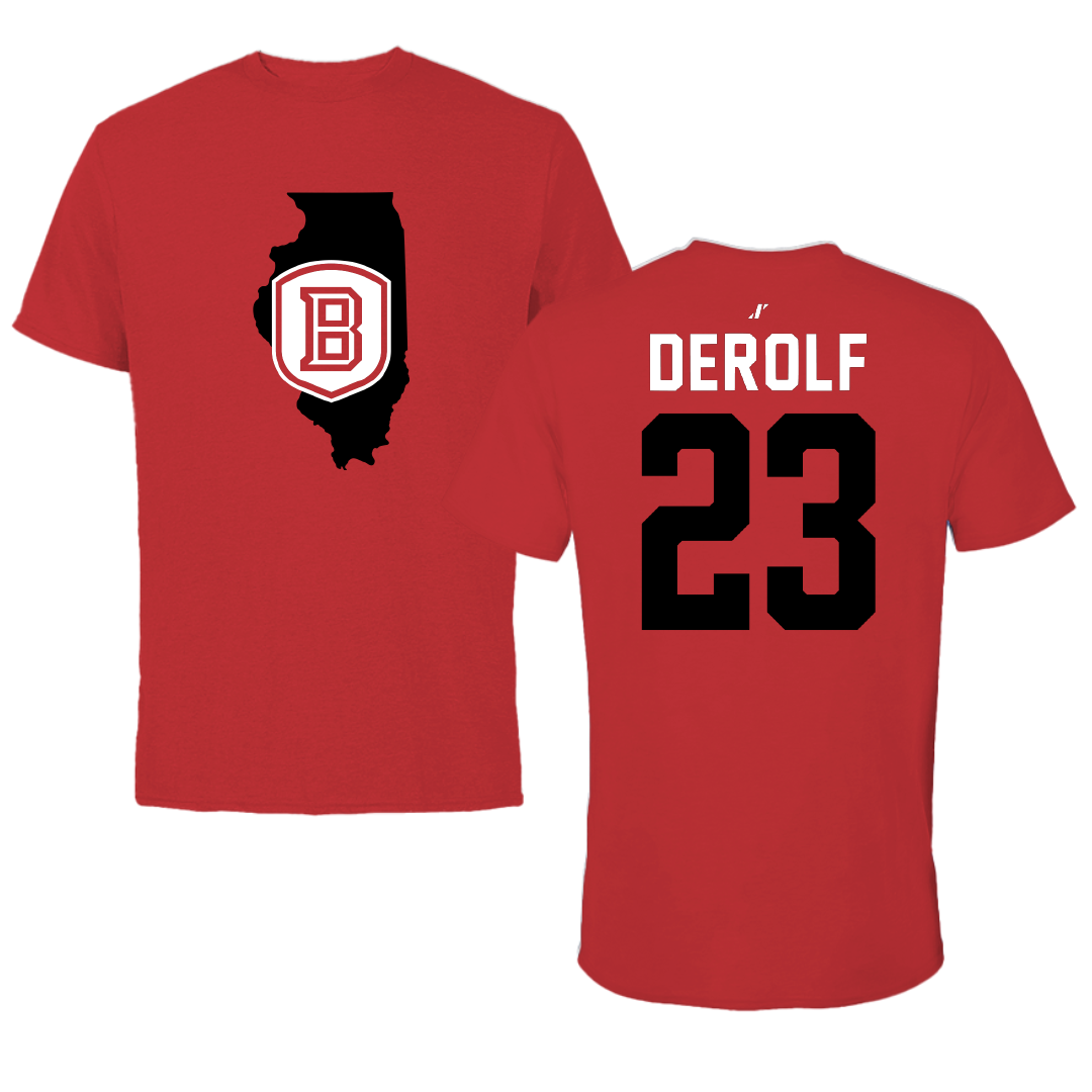 Bradley University Softball Red State Tee - #23 Lauren DeRolf