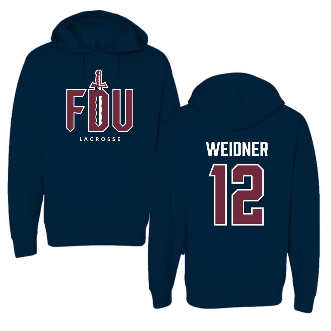 Fairleigh Dickinson University-Metropolitan Campus Lacrosse Navy Hoodie - #12 Addie Weidner