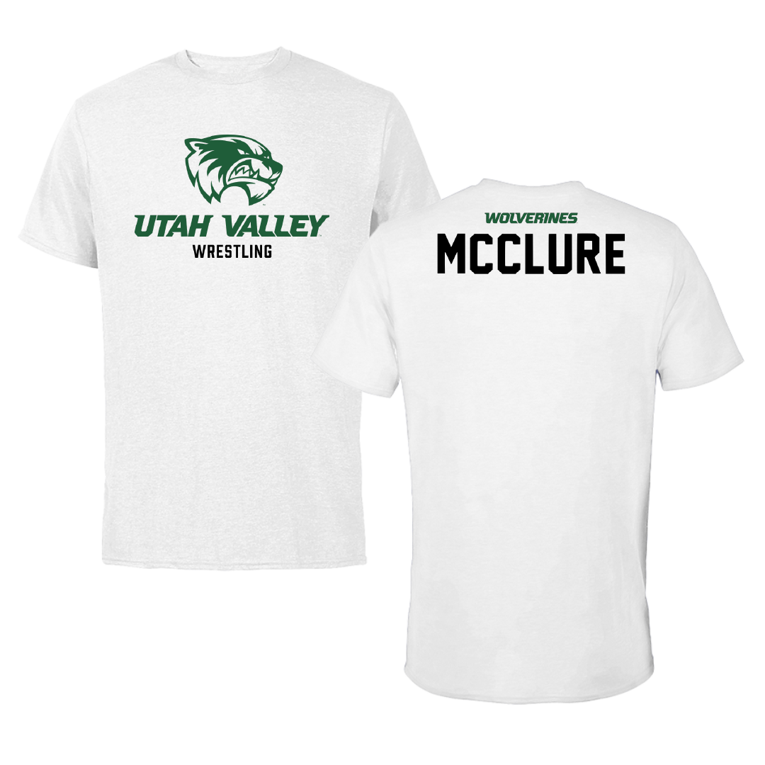 Utah Valley University Wrestling White Tee - Smokey McClure