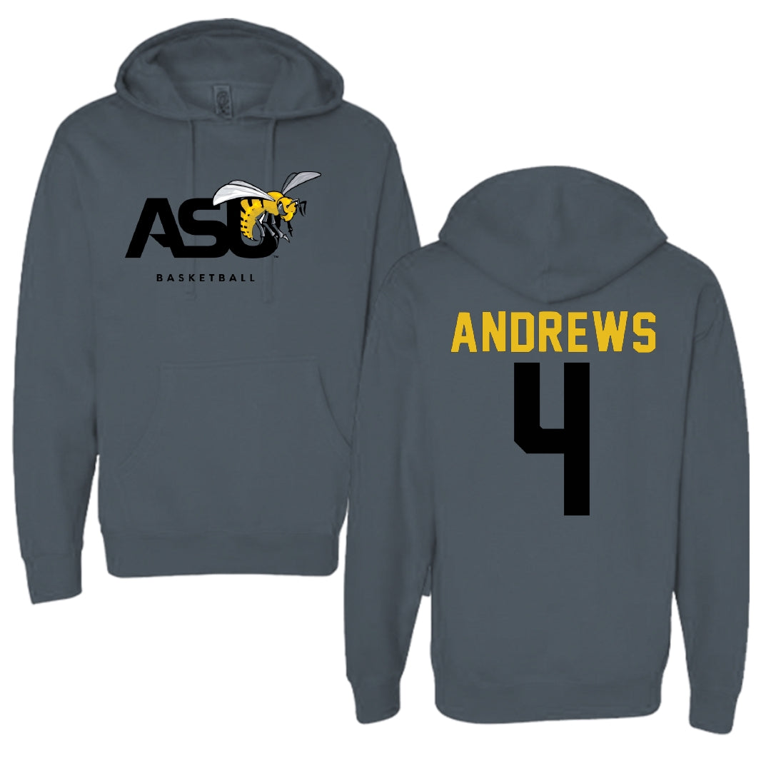 Alabama State University Basketball Dark Gray Hoodie - #4 Mario Andrews