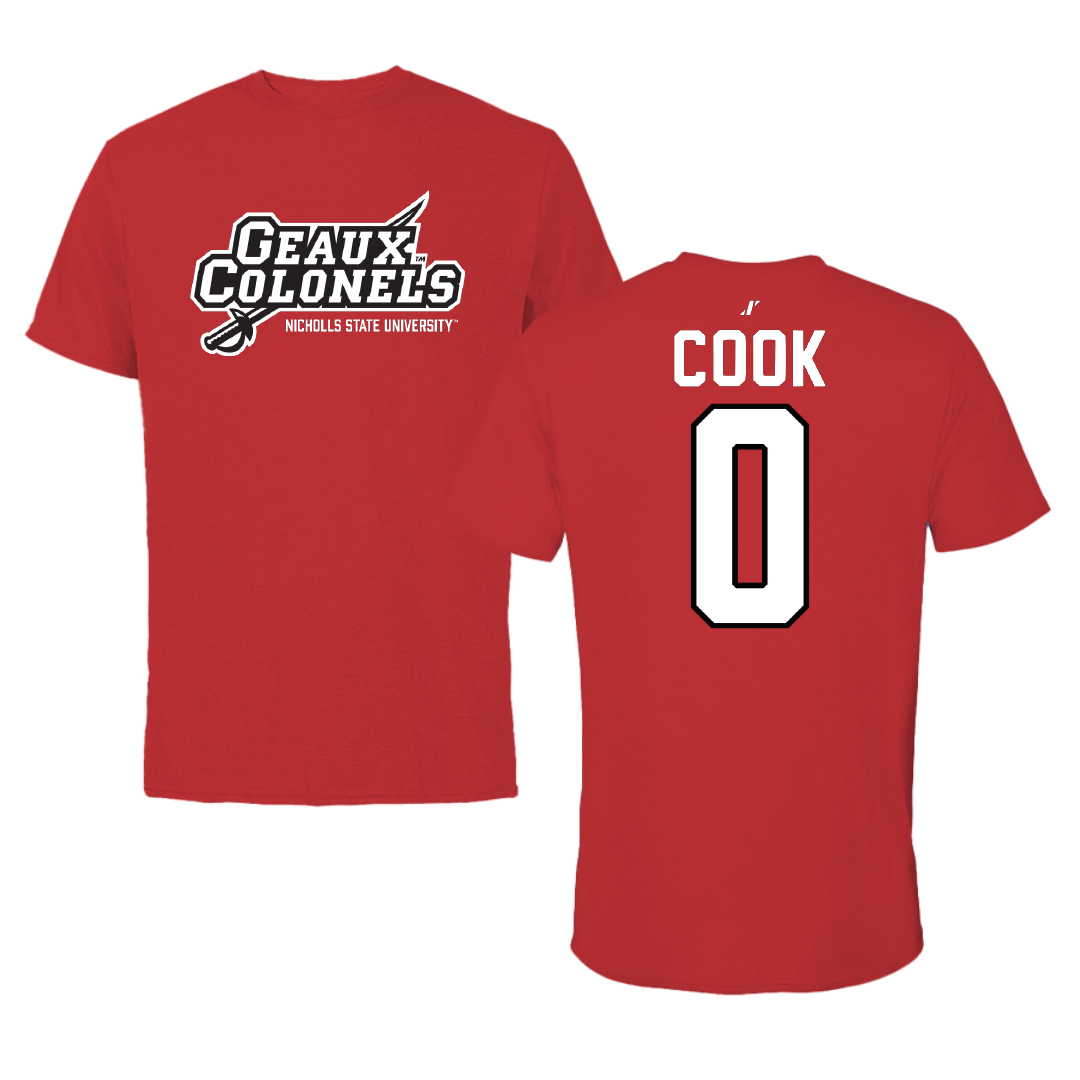 Nicholls State University Soccer Red General Performance Tee - #0 Megan Cook
