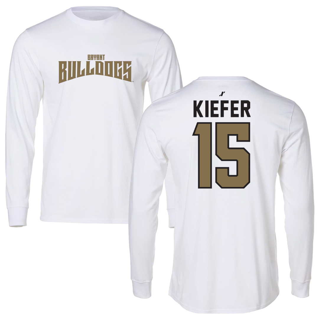 Bryant University Basketball White Classic Performance Long Sleeve - #15 Dana Kiefer