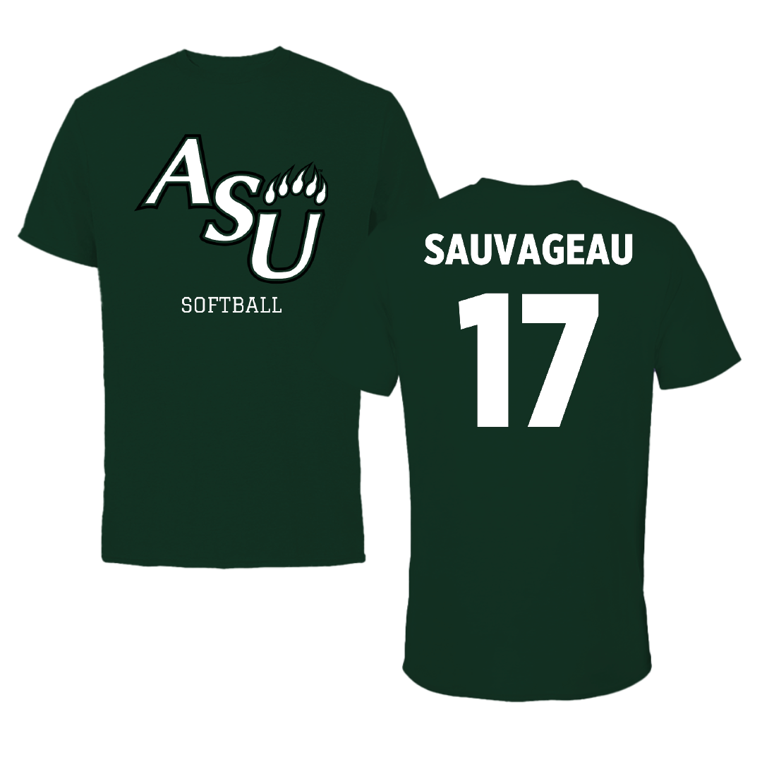 Adams State University Softball Forest Green Performance Tee - #17 Emily Sauvageau