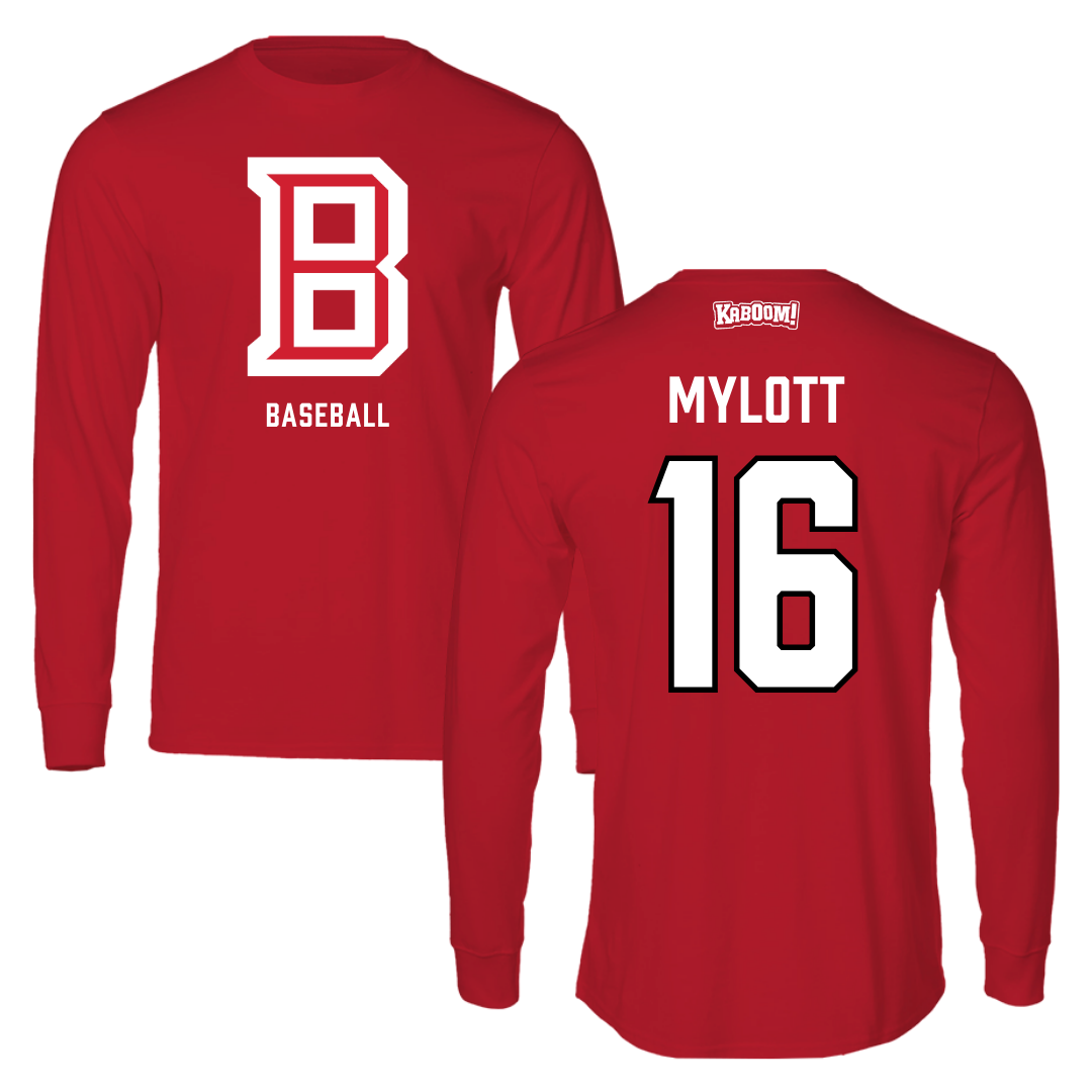 Bradley University Baseball Red Performance Long Sleeve - #16 Michael Mylott