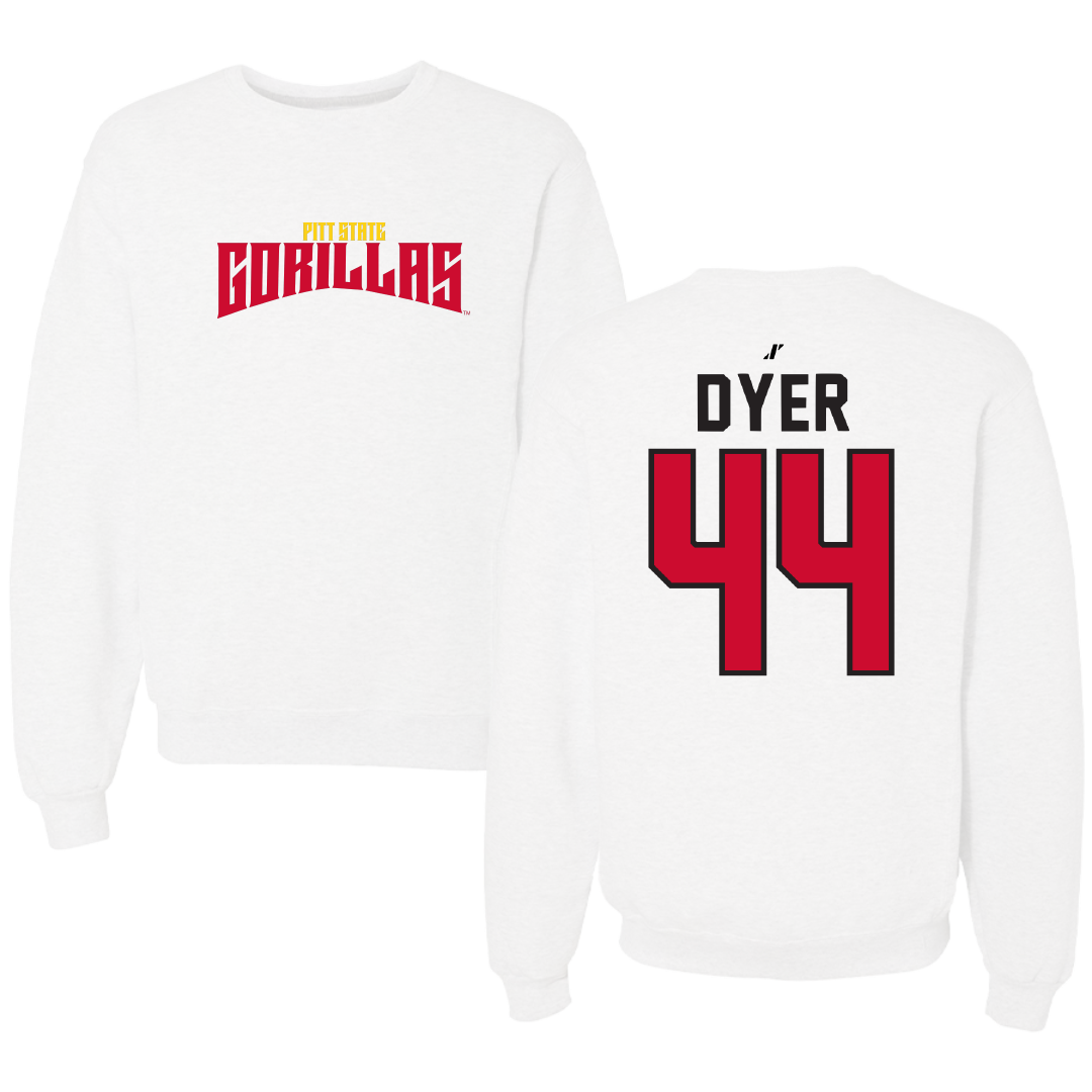 Pittsburg State University Baseball White Classic Crewneck - #44 Hayden Dyer