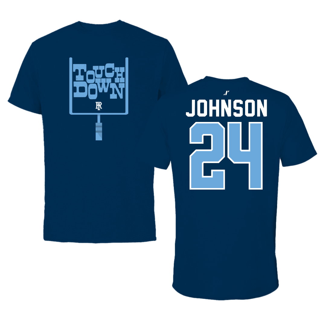University of Rhode Island Football Navy Touchdown Tee - #24 Ayinde Johnson