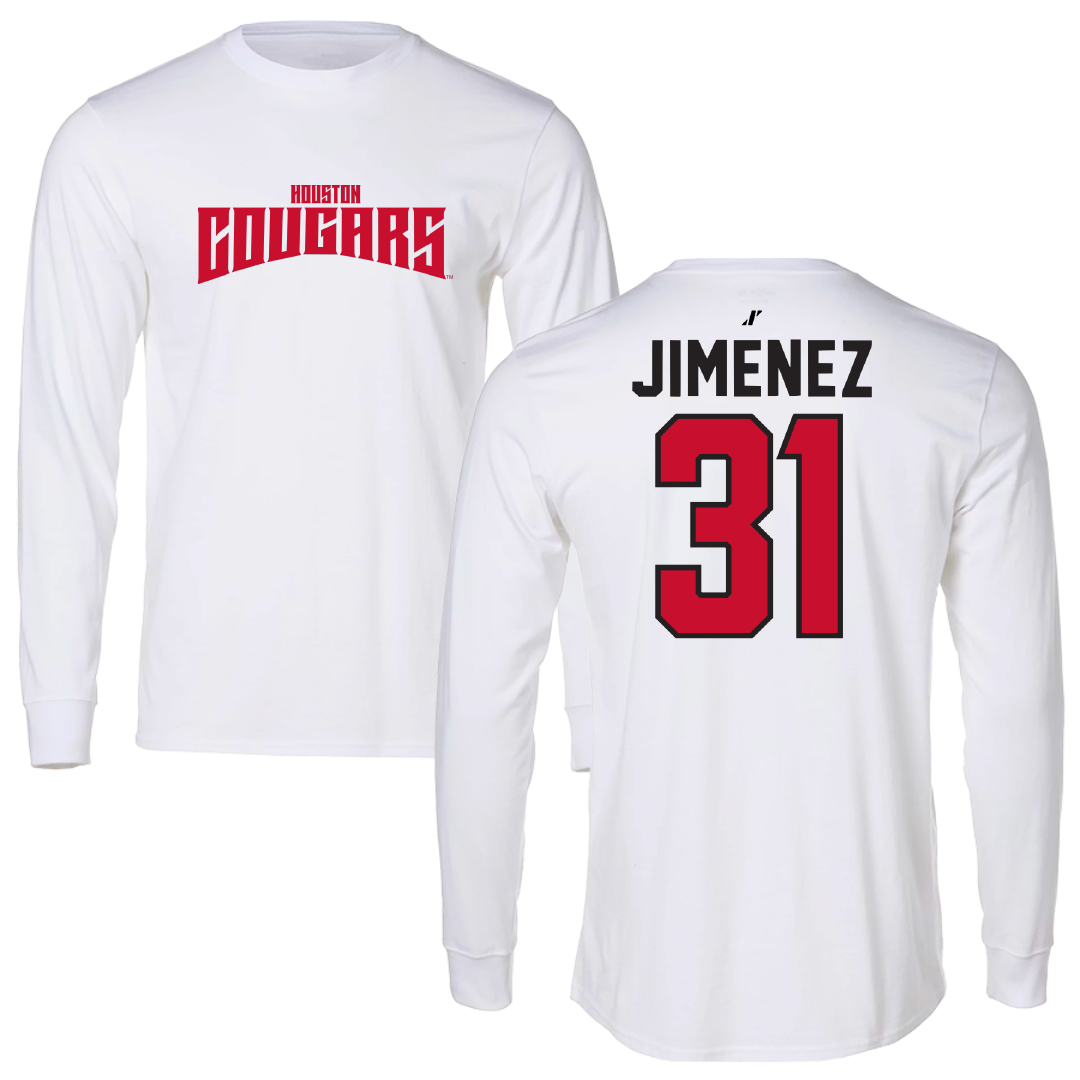 University of Houston Baseball White Classic Performance Long Sleeve - #31 Kenneth Jimenez