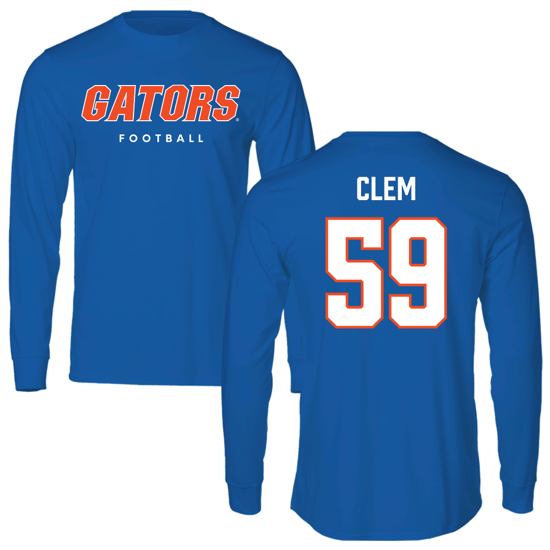 University of Florida Football True Royal Block Performance Long Sleeve - #59 Hayden Clem