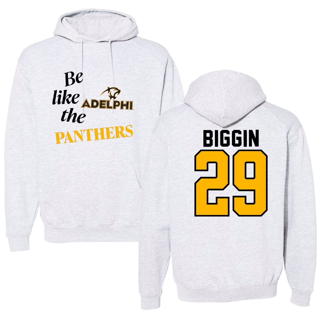 Adelphi University Field Hockey Light Gray Be Like Us Hoodie - #29 Emiline Biggin