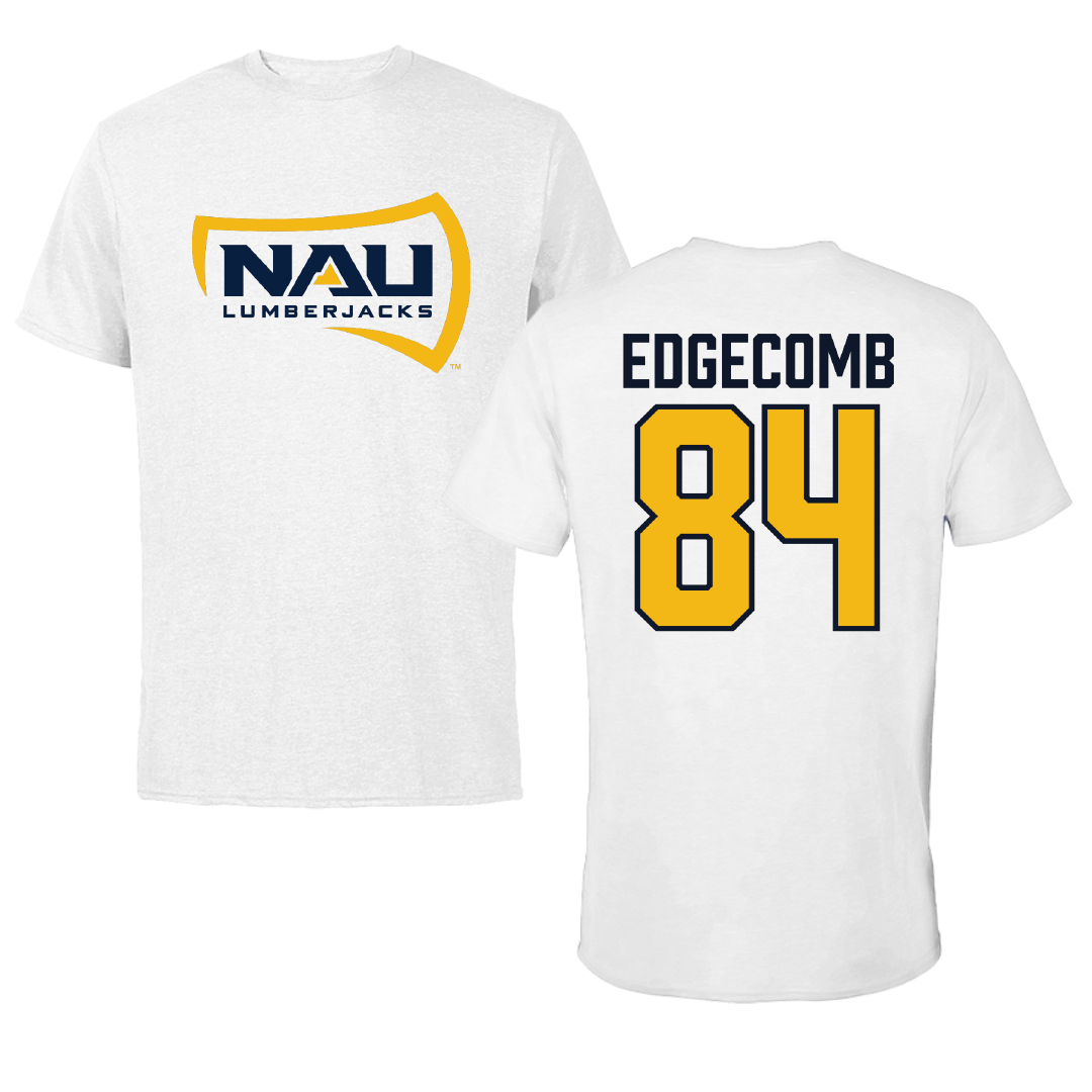 Northern Arizona University Football White Performance Tee - #84 Luke Edgecomb